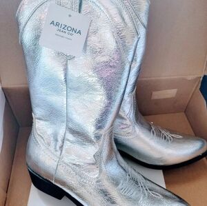 Arizona Jean Co Womens Western Maybrook Silver Cowboy Cowgirl Boots Size 8M New